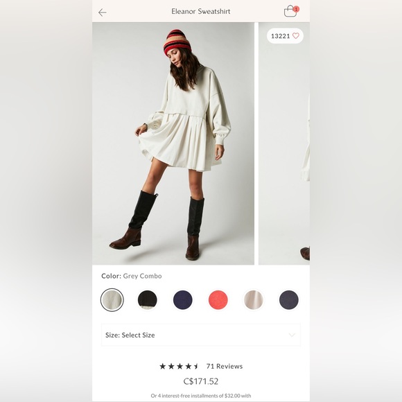 ‼️SOLD‼️ Free People Eleanor Sweatshirt Dress - Picture 2 of 7